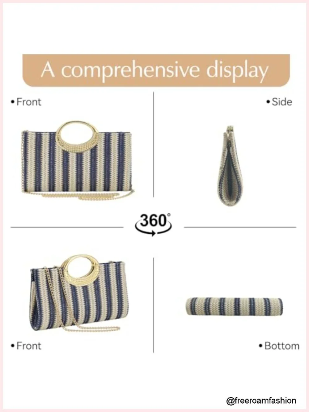 Straw Raffia Clutch Purse, Summer Beach Handbag, Top Handle Crossbody Bag for